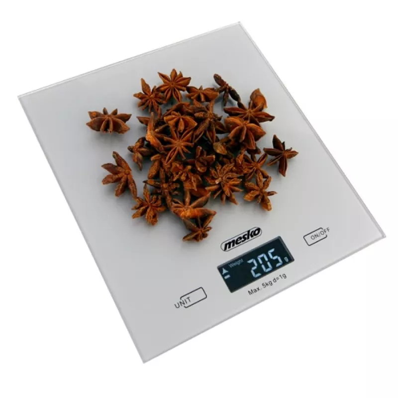 Mesko MS 3145 virtuvinės svarstyklės, 5 kg, 1 g, LCD, sidabrinės