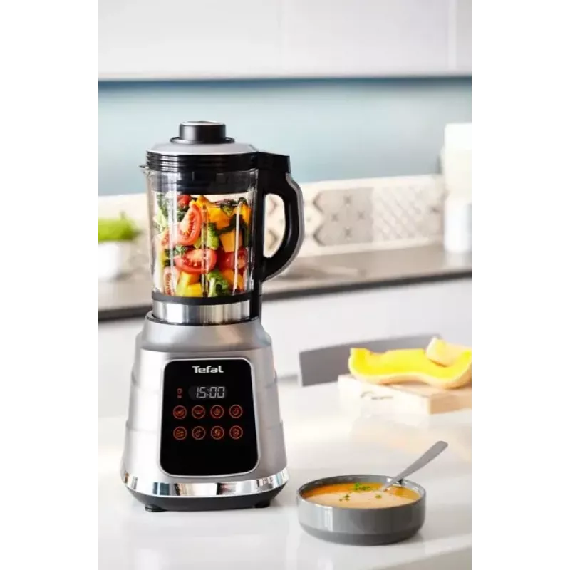 Stalo blenderis Tefal BL985A31 — 1300 W, 1,75 L stiklinis ąsotis + 2 L Tritan ąsotis, Trip'Ax 6 sparnų nerūdijančio plieno peiliai, vakuuminis maišymas