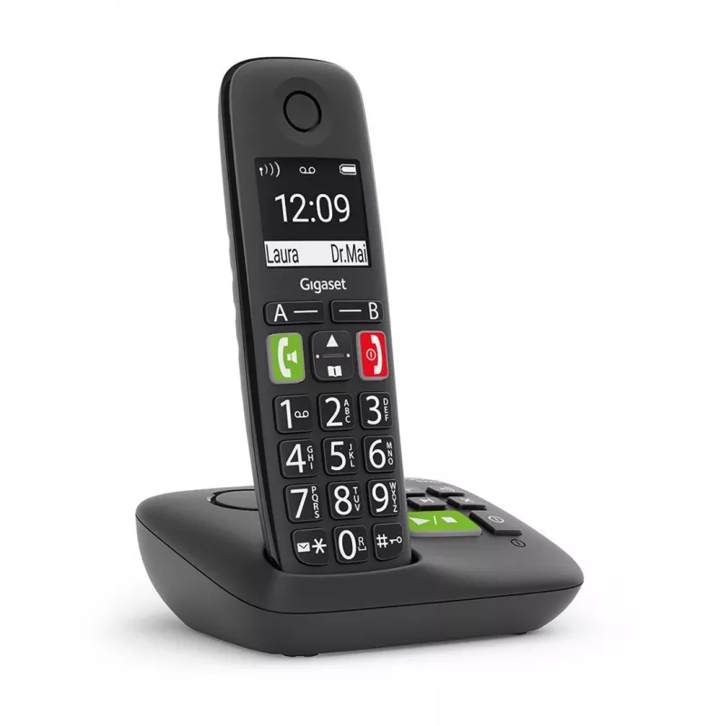 Gigaset E290A Analoginis/DECT telefonas su skambučio ID, juodas