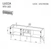 TV spintelė Cama LUCCA 3D 165×40×59 cm, balta, medžio drožlių plokštės viršus