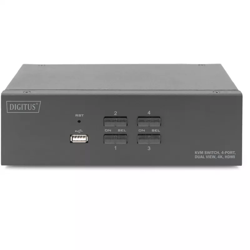 KVM jungiklis Digitus DS-12883 4 prievadai dviejų ekranų 4K HDMI USB