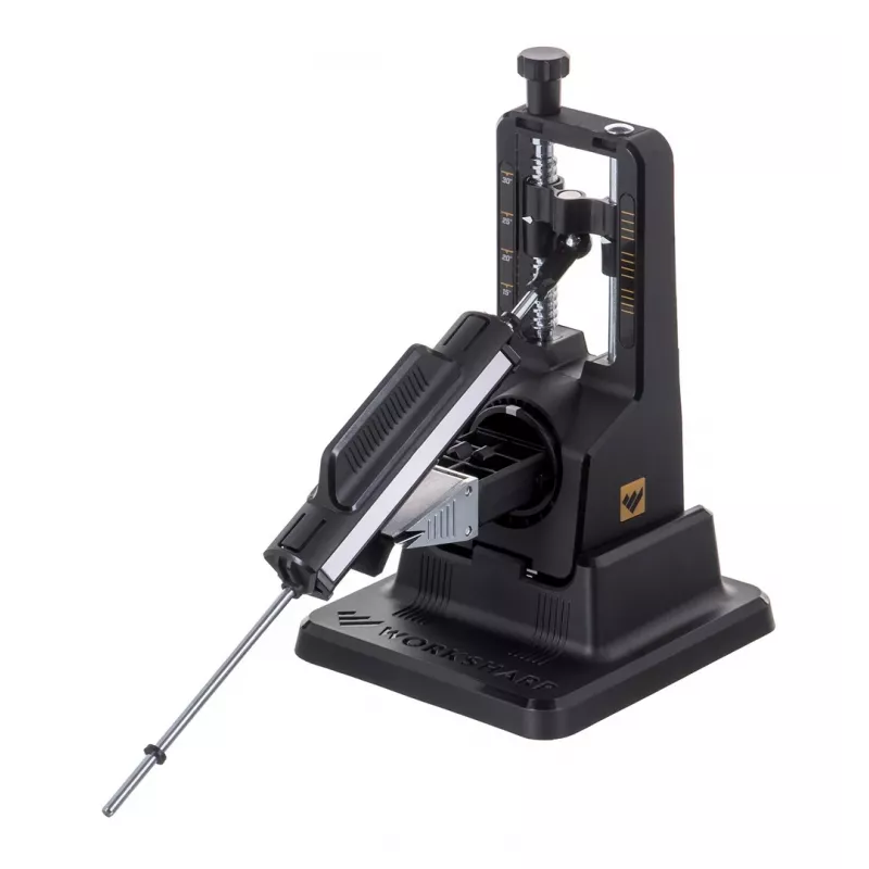 Pelelių galąstuvas Work Sharp Precision Adjust 09DX164 su reguliuojamu kampu, keraminiu šlifavimo strypeliu, deimantinėmis plokštelėmis, juodas, 243,8×165,1×143,3 mm