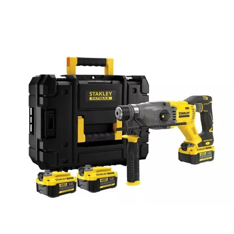 STANLEY rotacinis plaktukinis grąžtas SDS+ 18V V20 2x4Ah KUFER