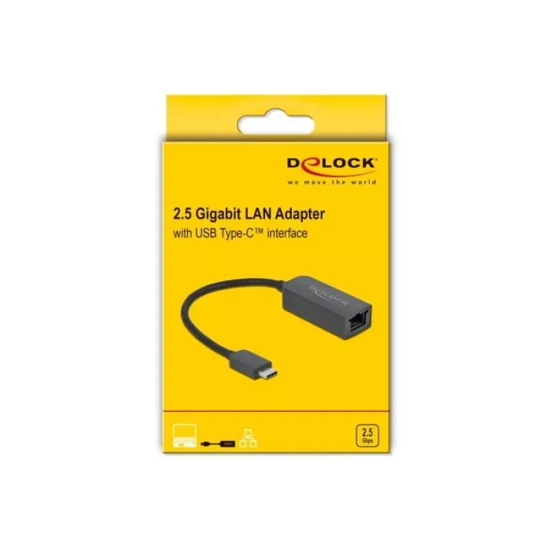 Adapteris USB Type-C (vyriškas) į 2.5 Gigabit LAN kompaktiškas DeLOCK 66645