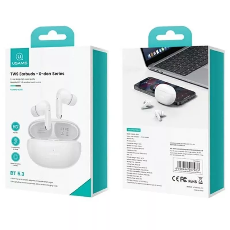 USAMS X-Don Series belaidės ausinės Bluetooth 5.3 TWS su dvigubu ENC mikrofonu