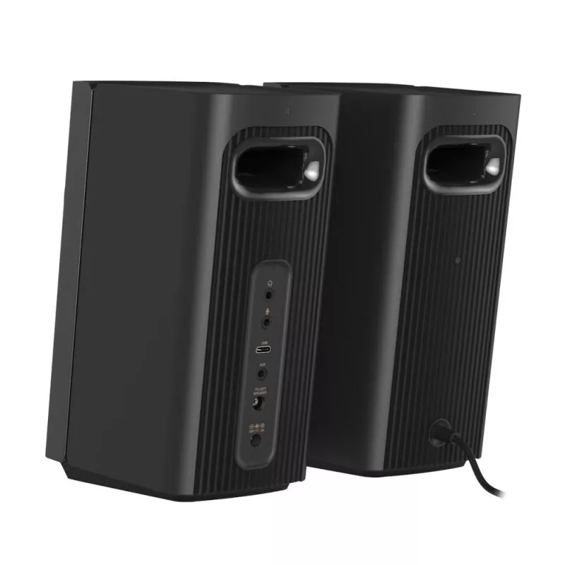 Kolonėlės CREATIVE T60 2.0 kompaktiniai Hi-Fi staliniai garsiakalbiai su aiškiu dialogu ir erdviniu garsu Sound Blaster, SmartComms Kit, USB-C garso ir mikrofono bei ausinių prievadais B