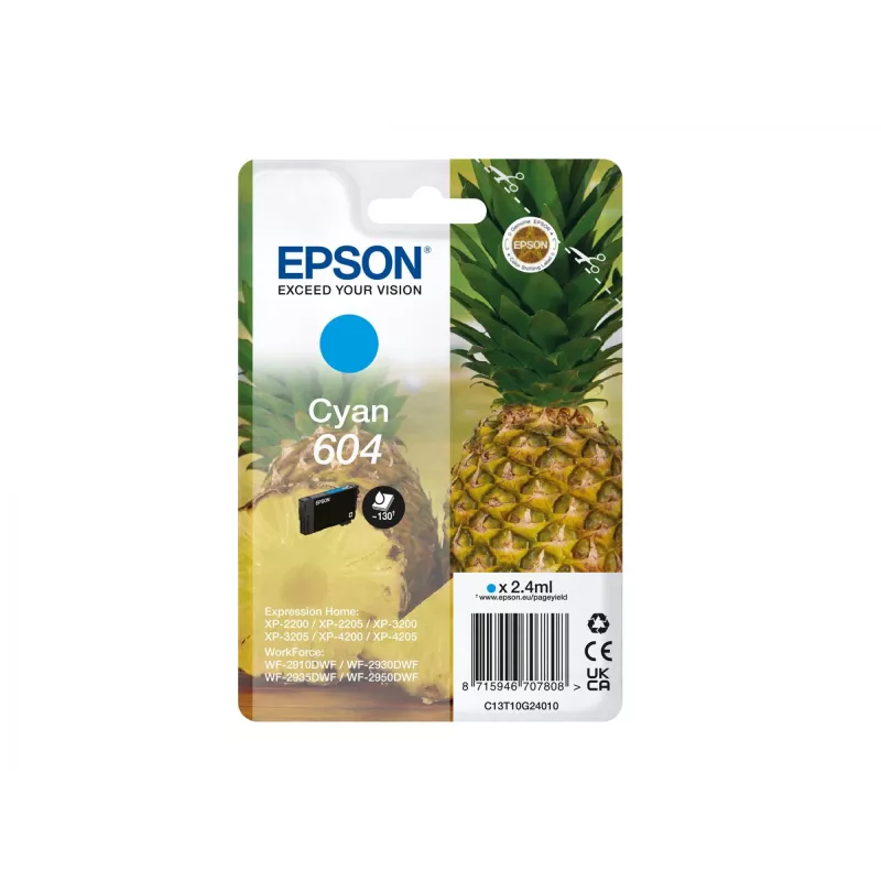 Epson 604 kasetė 1 vnt. Originali standartinė išeiga Cyan