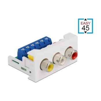 RCA modulis DeLOCK Easy 45 3 x RCA lizdas 22,5 x 45 mm