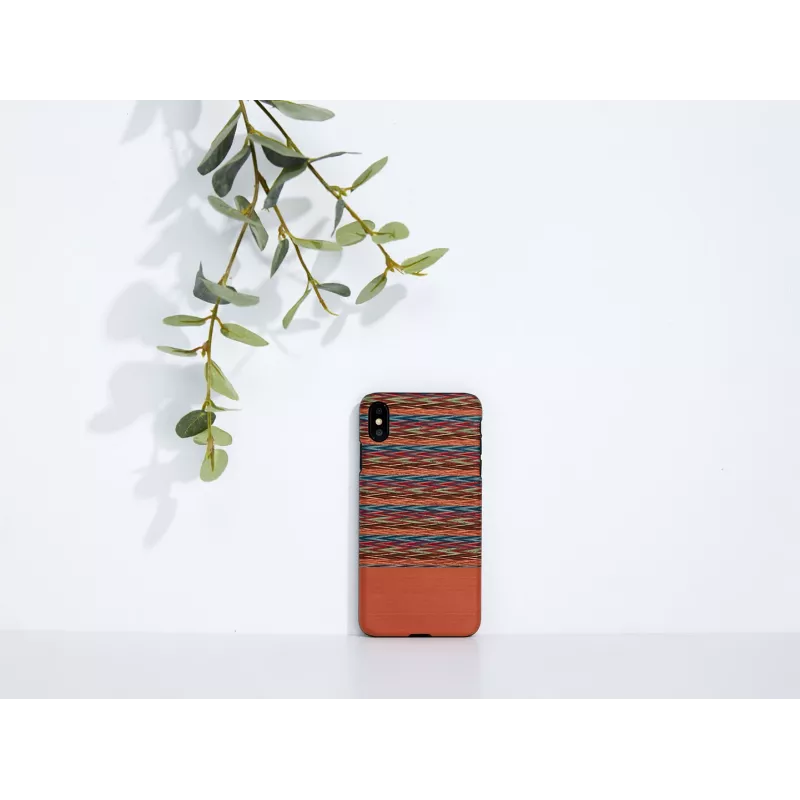Dėklas iPhone XS Max man and wood rudas languotas su juodu apvadu
