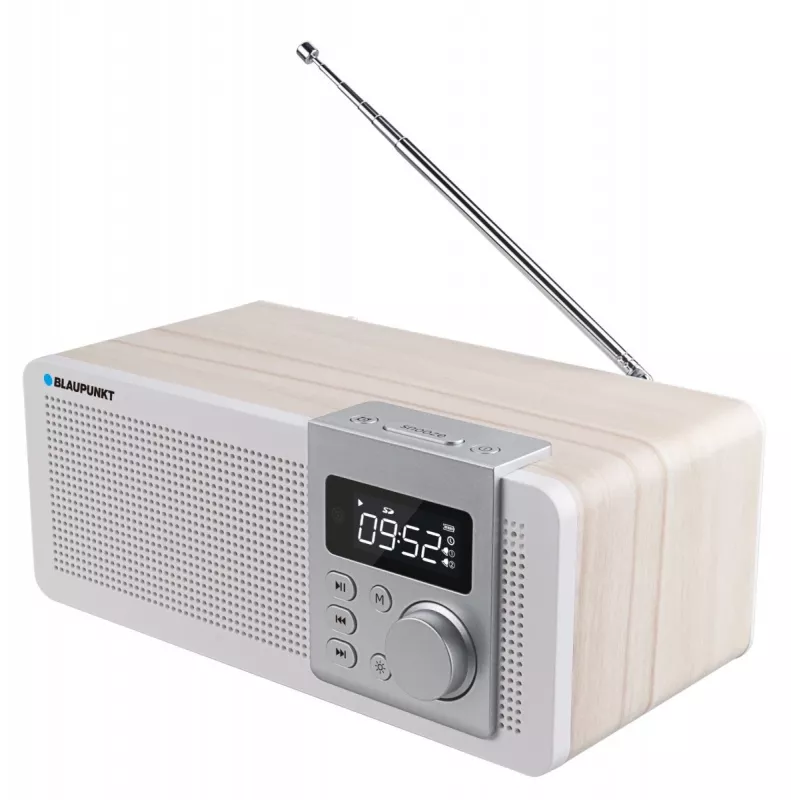 Nešiojamas radijas BLAUPUNKT PP14BT su Bluetooth, MP3, MicroSD, USB ir žadintuvu — 6 W, baterija/tinklas, 230×118×90 mm