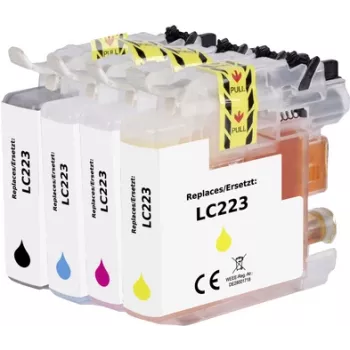 Renkforce rašalo rinkinys, suderinamas su Brother LC-223 (LC223VALBPDR) juoda, žydra, rausvai violetinė, geltona RF-5655920 (RF-5655920)