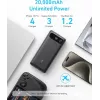 Nešiojamas įkroviklis Anker A1383011 — 20000 mAh, 1× USB-A + 1× USB-C, bendra 3,6 A, juodas