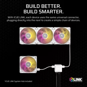 Ventiliatorius Corsair iCUE LINK RX140 MAX RGB 14 cm Baltas 2 vnt 300-1600 RPM