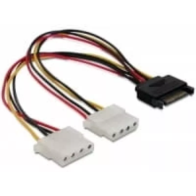 SATA 15 kaiščių į 2x 4 kaiščių Molex moteriškas 20 cm DeLOCK 65159