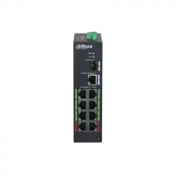 Switch DAHUA DH-LR2110-8ET-120 L2 8x Fast Ethernet (10/100) PoE, 48–57V, 8,8 Gbit/s, MAC 8000, juodas