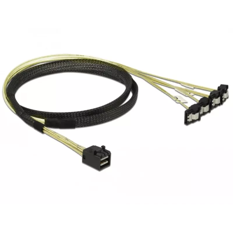 SCSI kabelis DeLOCK 85685 Juodas Geltonas 1 m 1 x Mini SAS HD SFF-8643 4 x SATA 7 pin