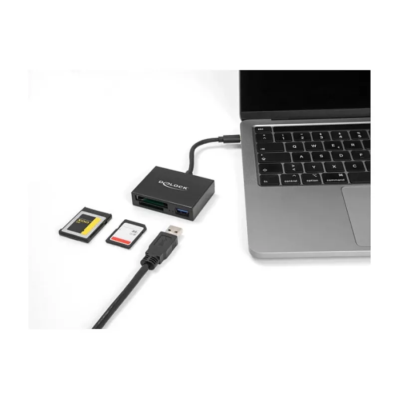 DeLOCK USB-C kortelių skaitytuvas XQD ir SD atminties kortelėms USB 5 Gbps