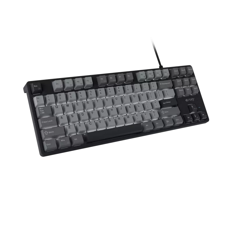 NATEC Fury Gaming klaviatūra Kanabo K2 US balta foninė šviesa mechaninė juodai pilka