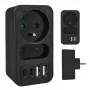 Maitinimo daliklis MACLEAN MCE249 F/B – 2 AC lizdai (16A + 6A) su 2×USB-A ir 2×USB-C PD 20W, EU kištukas, juodas