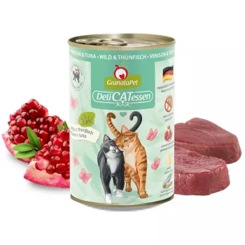 Šlapias ėdalas katėms Fox4Pets Granatapet DeliCATessen Elniena ir Tunas 400 g, pilnavertis suaugusiems, 78% drėgmės