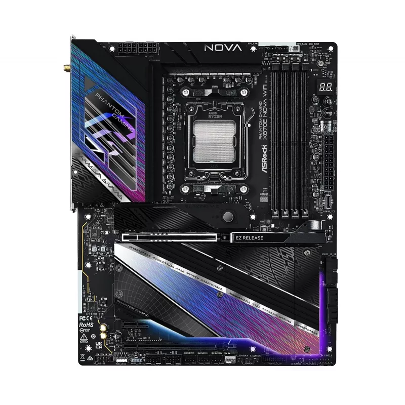 Motininė plokštė ASRock X870 NOVA WIFI — AMD X870, Socket AM5, ATX, 4× DIMM DDR5, 256GB, Wi‑Fi 7, 5GbE