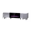 Spintelė TV su elektriniu židiniu Cama Meble PAFOS EF 180×42×49 cm, balta matinė