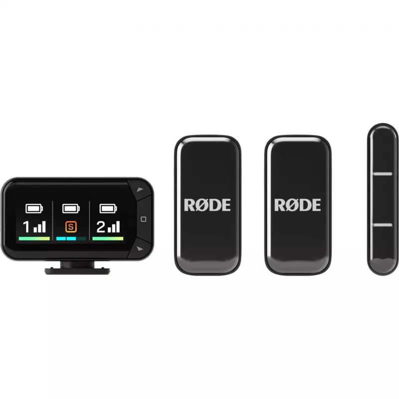 Belaidis lavalier mikrofonų rinkinys Rode Wireless Micro Camera Kit su belaidžiu siųstuvu ir imtuvu