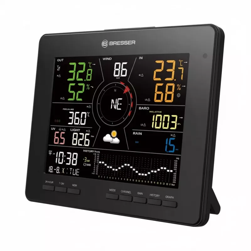 Belaidė orų stotelė Bresser 7003800 7-in-1 vidaus / lauko temperatūros ir drėgmės monitorius