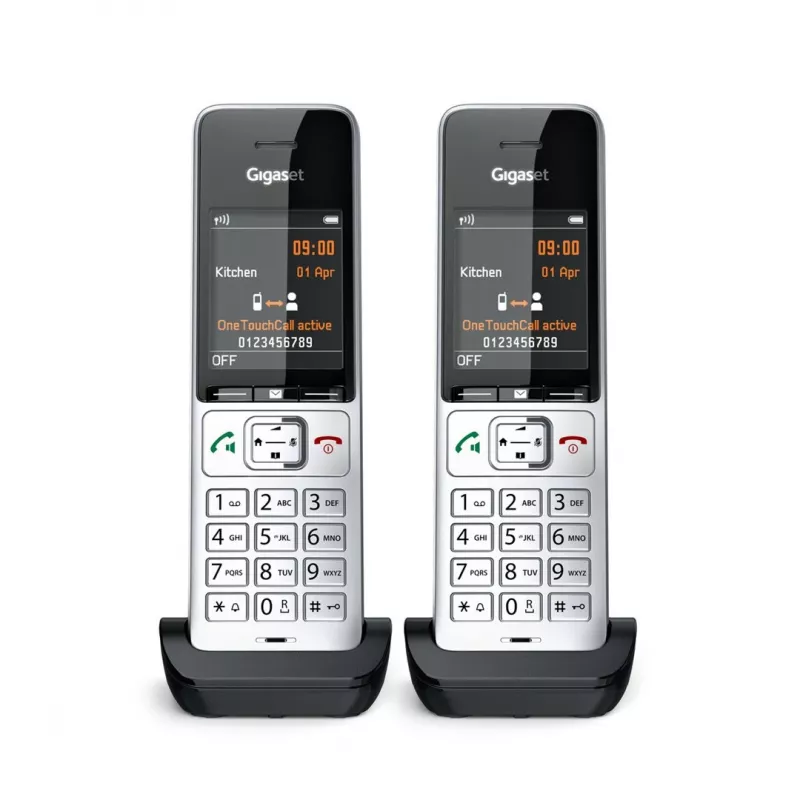 Gigaset COMFORT 500HX duo analoginis/DECT belaidis telefonas su skambučio numerio rodymu, juodas/sidabrinis