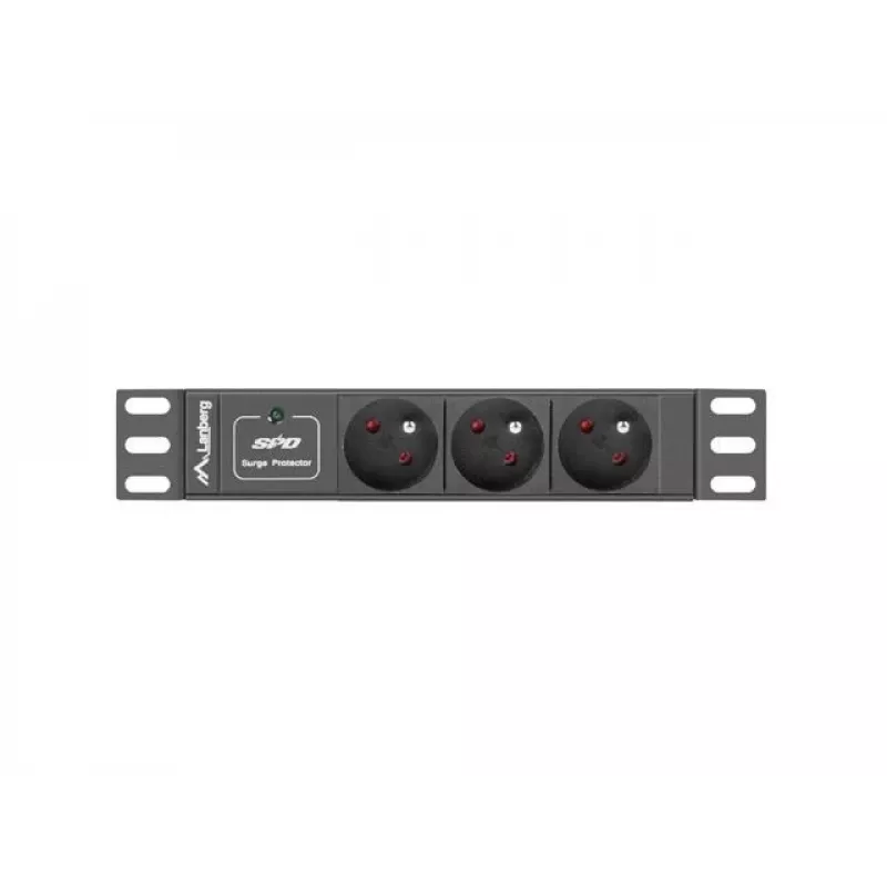 Lanberg PDU-03F-0200-BK maitinimo skirstytuvas (PDU) 1U juodas 3 AC išėjimai (PDU-03E-0200-IEC-BK)