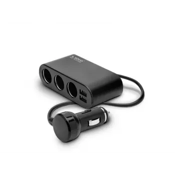 Automobilinis USB įkroviklis SAVIO SA-024 – universalus mobiliųjų įrenginių įkroviklis, įėjimas 12–24 V, išėjimas 5 V, juodos spalvos, cigarečių degiklio lizdui
