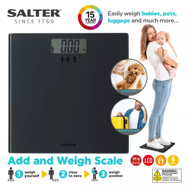 Svarstyklės Salter SA00300 GGFEU16 Add and Weigh juodos