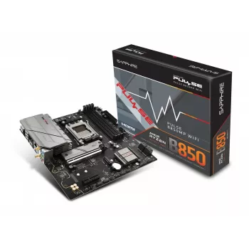 Motininė plokštė Sapphire PULSE B850M WIFI — AMD B850 micro ATX, Socket AM5, DDR5 iki 7600 MHz, 4 DIMM, 192 GB, Wi‑Fi 6, 2.5GbE