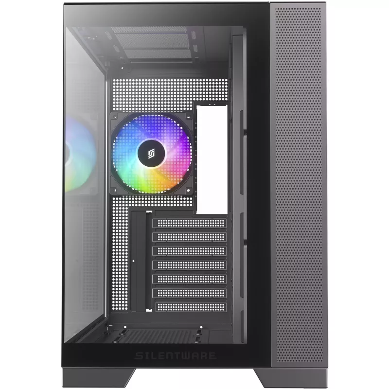 Silentware View A-RGB Black PC korpusas VIEWBLACK – vidutinis bokštas su A-RGB apšvietimu
