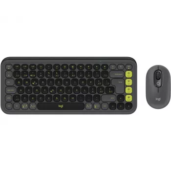 Logitech POP ICON COMBO Swiss, Grafit/Žalia, belaidis klaviatūros ir pelės rinkinys, Bluetooth, 920-013275
