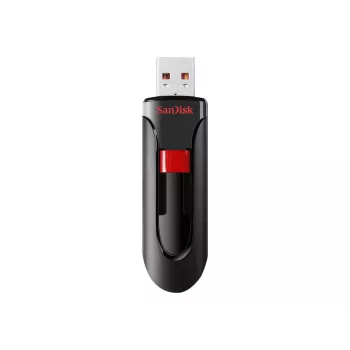 USB atmintukas SANDISK Cruzer Glide 32 GB USB Type-A 2.0, stumdomas dizainas, apsauga slaptažodžiu, juoda/raudona