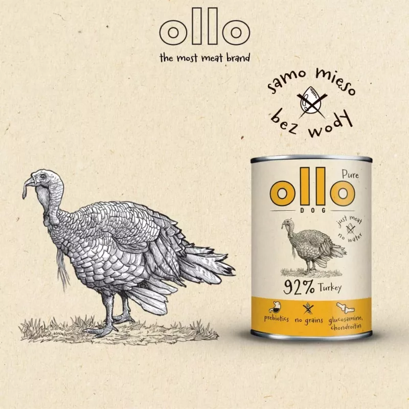 OLLO Pure Turkey šlapias ėdalas šunims – 850 g