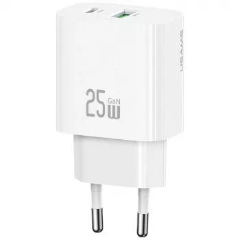 Įkroviklis USAMS USA001630 25W, 1× USB-A + 1× USB-A, greitas įkrovimas