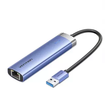 Vention TGFSB USB 3.2 Gen 1 (3.1 Gen 1) Type-A 5 prievadų šakotuvas su Gigabit RJ-45 ir USB-C, mėlynas