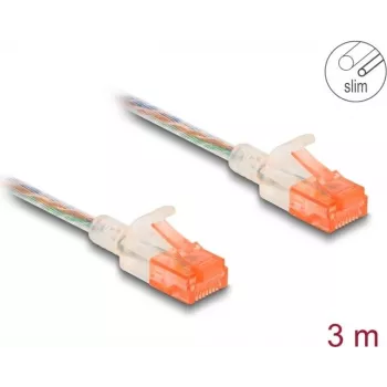Tinklo kabelis DeLOCK RJ45 Cat.6A U/UTP Slim 3m Skaidrus