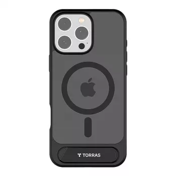 Torras Pstand Series dėklas, skirtas iPhone 16 Pro Max (juodas)
