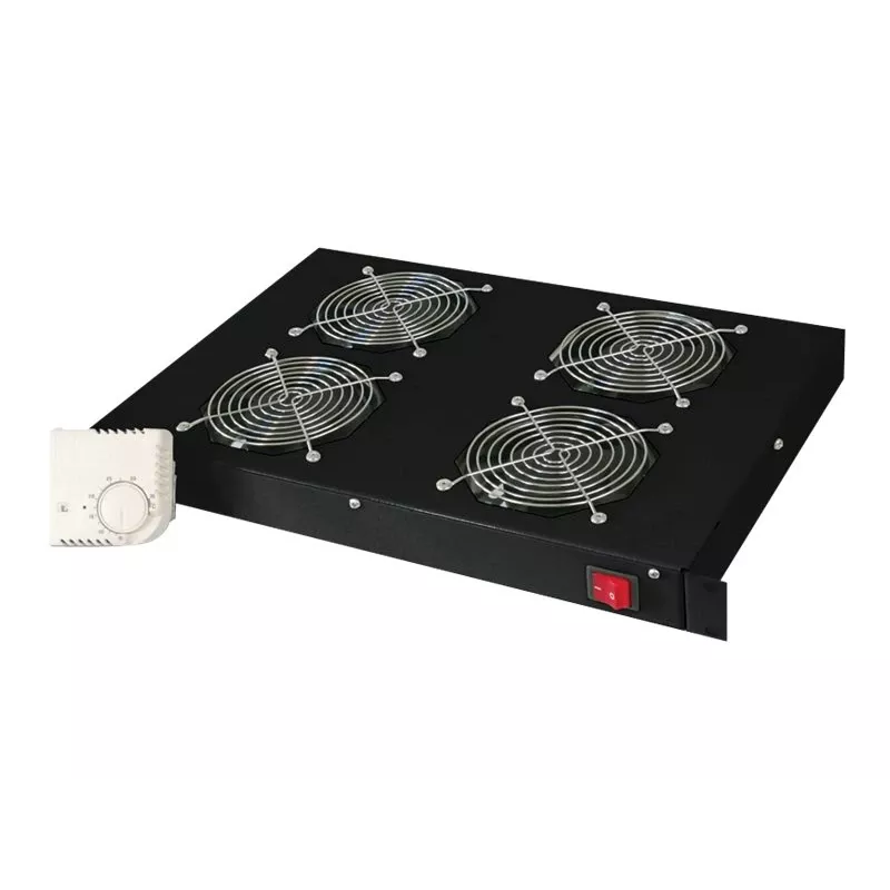 Digitus DN-19 FAN-4-HO-SW 19 colių ventiliacijos blokas spintos viršui, 4 ventiliatoriai, termostatas, juodas