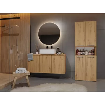 Vonios spintelė ant grindų Top e shop NEL 1K DK ART KPL, ąžuolo rėmas, 600×300×1740 mm, 5 lentynų, laisvai pastatoma