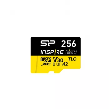 Atminties kortelė Silicon Power Inspire 256 GB MicroSDXC V30 UHS-I U3 A2 4K su adapteriu (SP256GBSTXLA2V1NSP)