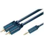 MP3 adapterio kabelis (3,5 mm garso lizdas / 2x RCA kištukas) - 3,0 m papildomas adapteris MP3 grotuvams, iPod ir išmaniesiems telefonams