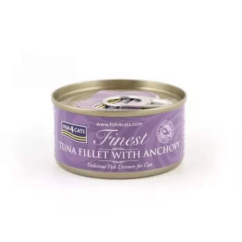 FISH4CATS Tuninis filė su ančiuviu – šlapias kačių ėdalas 70g