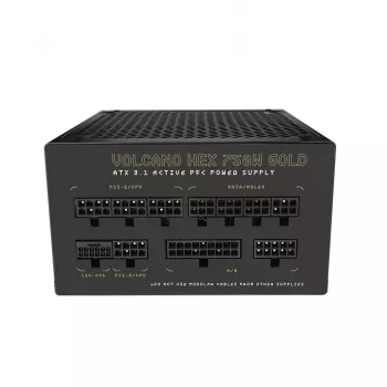 Maitinimo blokas MODECOM VOLCANO HEX GOLD 750W, 80 PLUS Gold, ATX 3.1, modulinis, 14 cm ventiliatorius