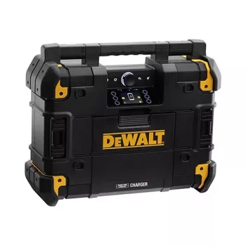 DeWalt DWST1-81078-QW nešiojamas radijas AM/FM skaitmeniniu imtuvu, LED ekranu, 4 garsiakalbiais, AC/DC maitinimu, USB prievadu, AUX išvestimi