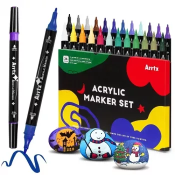 Arrtx akriliniai flomasteriai LC303304 – 24 spalvų rinkinys, smulkus/vidutinis antgalis