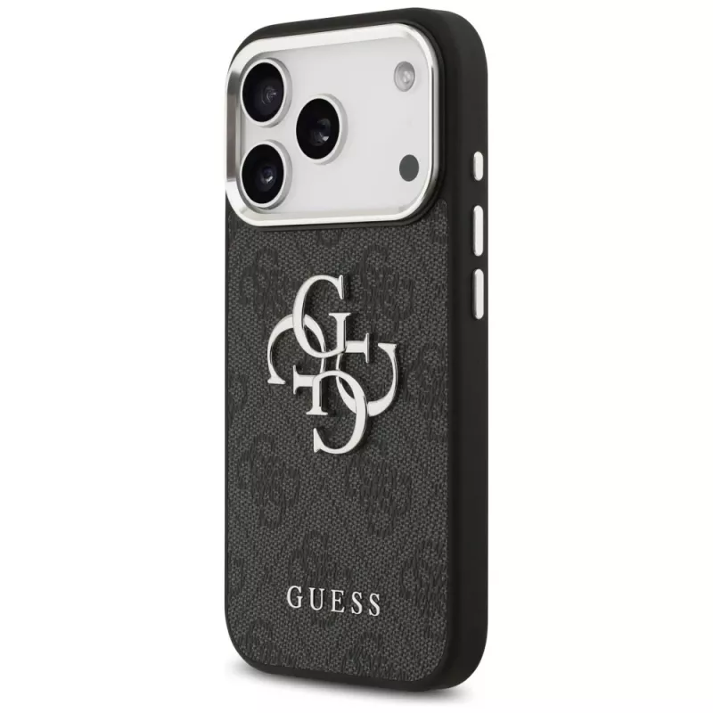 GUESS Hardcase 4G | Užpakalinis dangtelis | iPhone 17 Pro Max | Apple | Ekologinė oda/PC/Plastikas/TPU | Juoda
